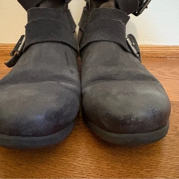 Miz Mooz Savvy Moto Buckle Boots Distressed Gray - 39 - Picture 3 of 9